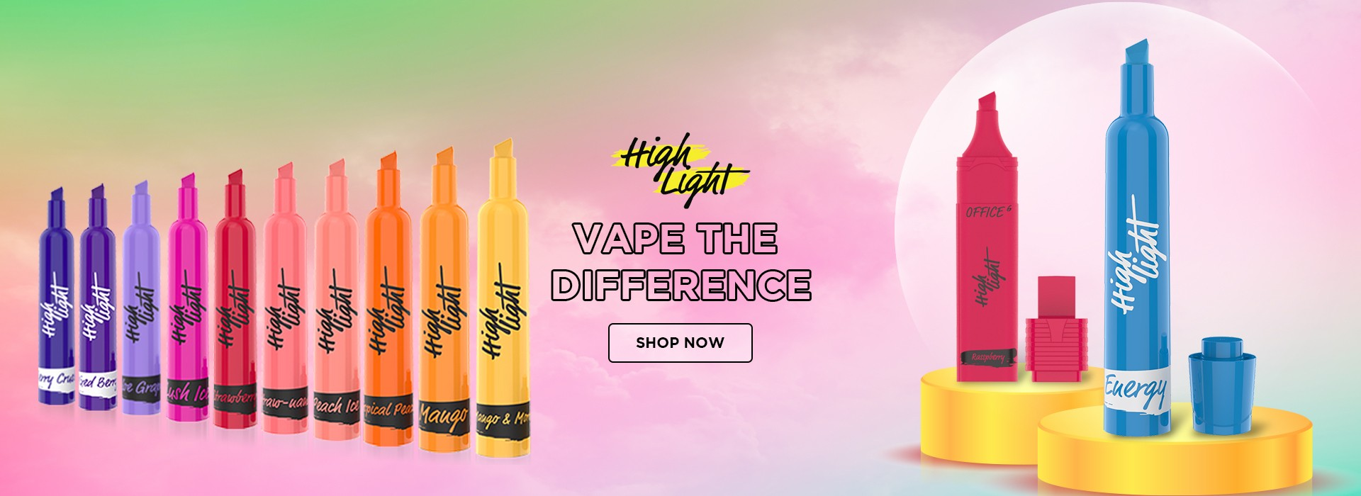 promotional image of High Light Vapes with the tagline - Vape the difference